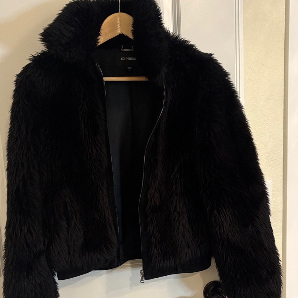 Express Women's Plush Black Teddy Jacket